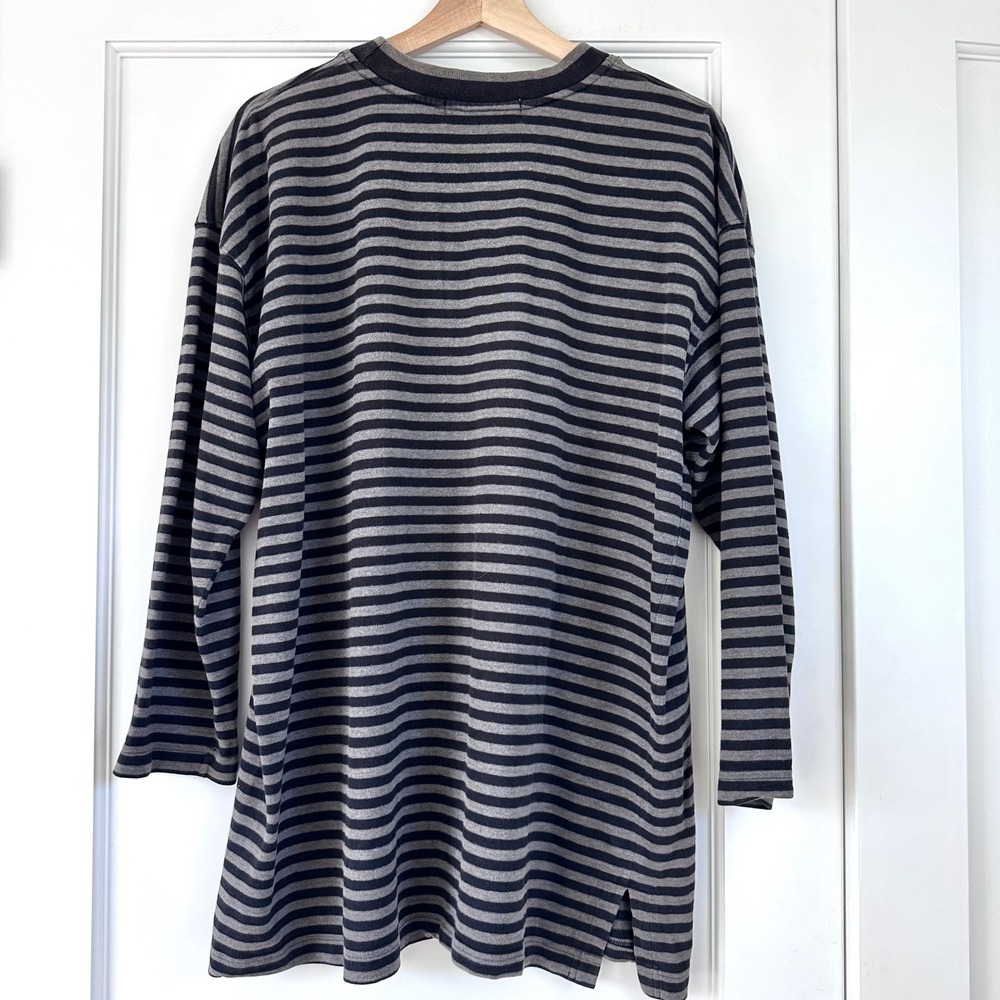 Valerie Stevens Sport 90s Vintage Striped Long Sleeve Cotton Top Grey Black M - Picture 4 of 8